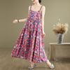 Ärmelloses Träger Übergröße Baumwolle Vintage floral Neu eingetroffen Kleider für Frauen lässig locker langes Sommerkleid