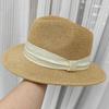 New Concave Top Panama Top Hat Sunscreen Sunshade Wide Brim Straw Hat Men's and Women's Travel Versatile Straw Jazz Hat Tide