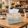 1pc Impressionist Ocean Sail Tissue Box - Pastel Sunset Soft Calm Napkin Holder, Suitable for Rolls/Facial Tissues/Single Sheets, Two Sizes Available