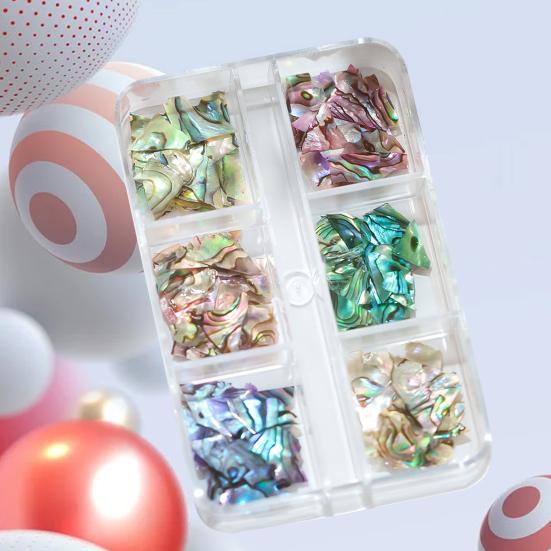 1 Box Great Irregular Shape Eco-friendly 3D Nail Decor Color-changing Sea Shell Fragments for Salon