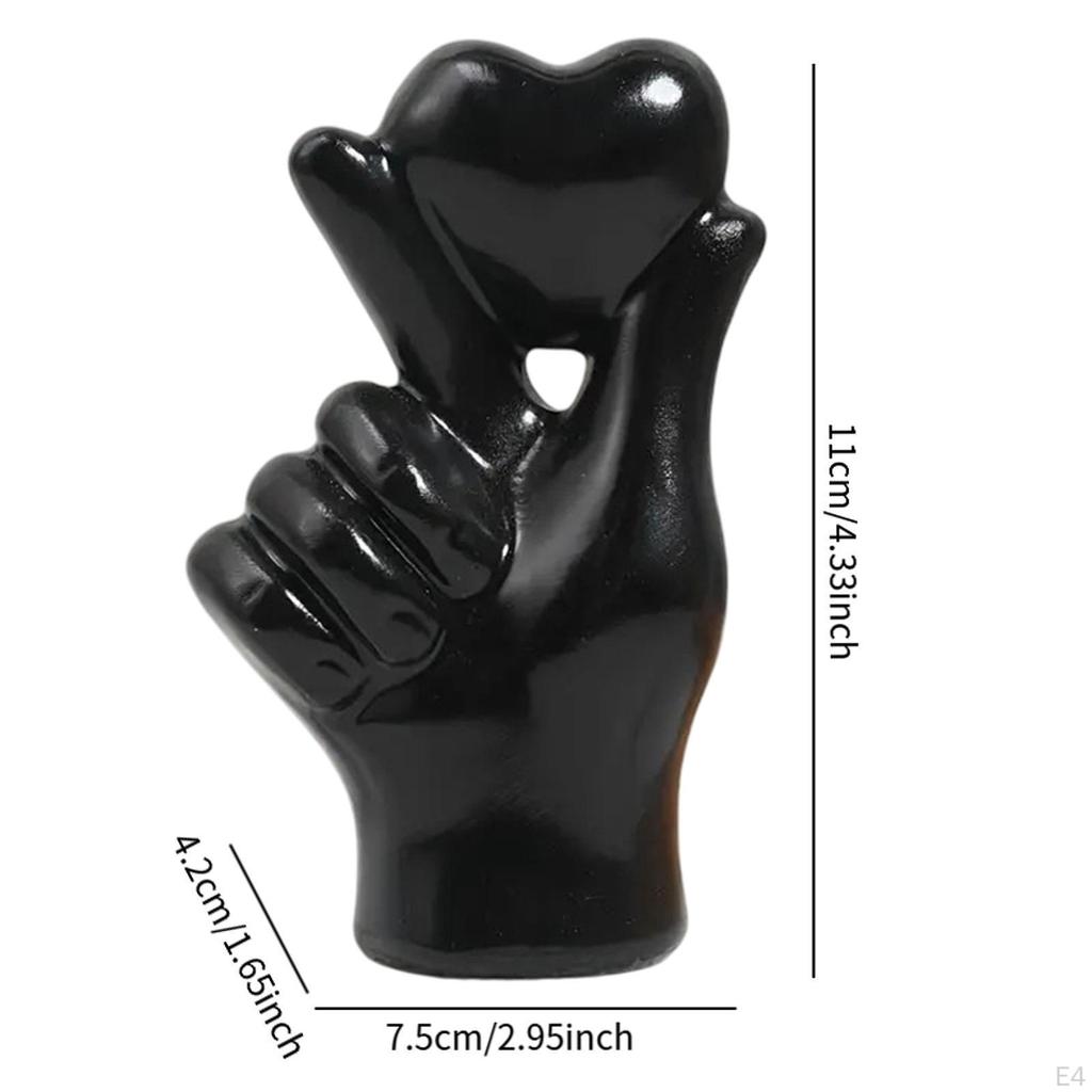 Heart Shaped Hand Sculpture Resin Figure for Table Display 7.5x4.2x11cm Collectible