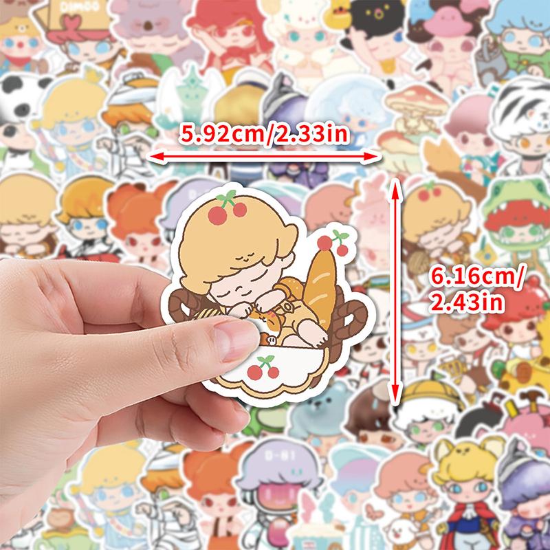 50Sheets/Set Cute Labbubu Stickers For Kids Cartoon Bubble Matt Graffiti Sticker