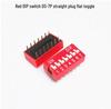 Red DIP Switch, 2.54mm, 1-12 Positions, Through-hole, Flat Actuator