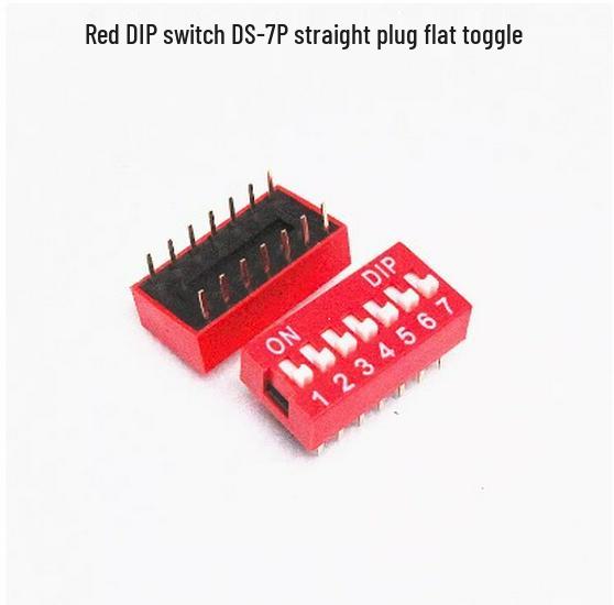 Red DIP Switch, 2.54mm, 1-12 Positions, Through-hole, Flat Actuator