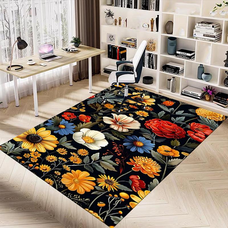 1PC Floral Pattern Extra Large Non Slip Floor carpet, Office, family, Studio Large Area Rug Indoor Rugs, Bold Statement Piece
