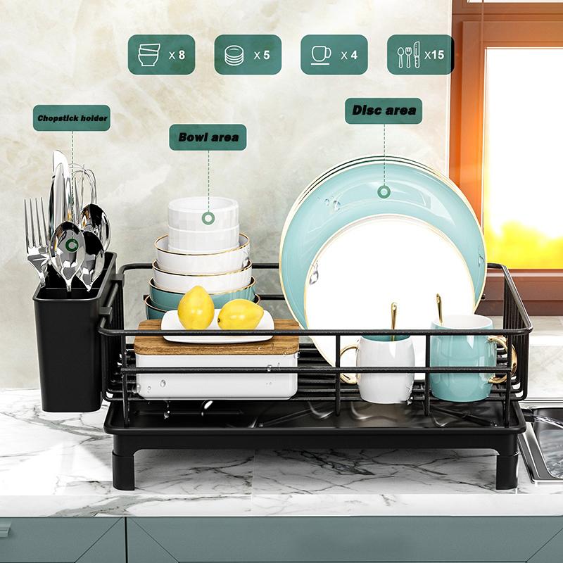 1pc Kitchen Dish Rack Detachable Single Layer Bowls Draining Rack Kitchen Desktop Tableware Cup Storage Rack Kitchen Organizer