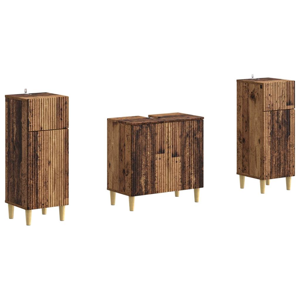3 Piece Bathroom Cabinet System ARNHEM Reclaimed Wood
