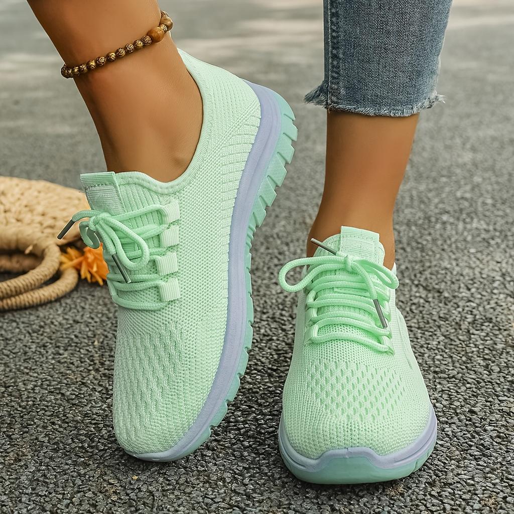 Women'S Casual Athletic Shoes - Breathable Mesh Thick Sole Sneakers, Lightweight Lace-Up Running Shoes, Comfortable