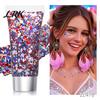 Party Face Glitter Independence Day Body Gel, Patriotic Red White Blue Hair Glitter, Sparkling Waterproof Makeup Sequins for 4th of July, Holiday