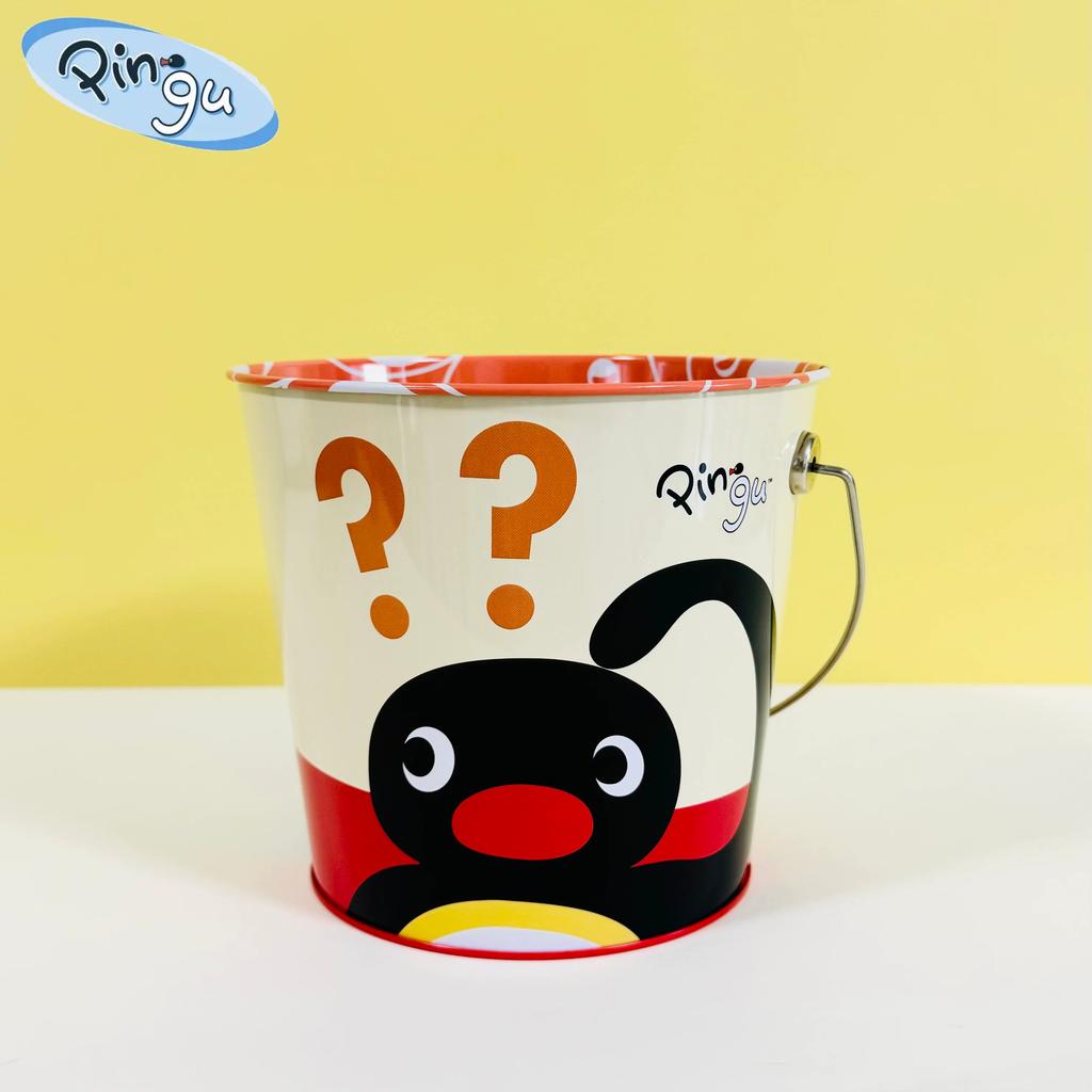 Zestaw kubek ze słomką i wiaderko na popcorn Pingu z pluszowym wisiorkiem Urocze pingwiny Naczynia do picia Kolekcjonerski Dekoracja na wystawę Prezent dla fanów