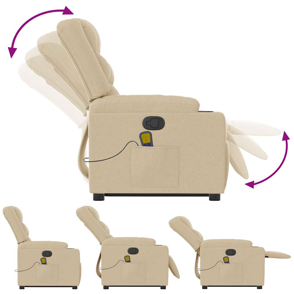 Massage Recliner with Rising Function Cream Fabric