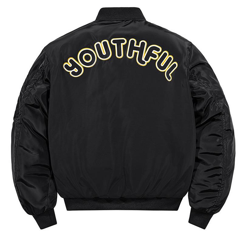 Men's Autumn and Winter New Youth Jacket Large Size Stand-up Collar Thickened Thermal Padded Flight Jacket Top