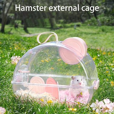 Kleintier Hamster Meerschweinchen Transportboxen mit Wasserspender für Reise Outdoor Handtaschen Tragbar Durchsichtiger Käfig