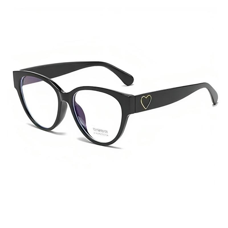 

Retro Black Frame Cat Eye Glasses With Blue Light Protection For Females And Round Faces чёрный