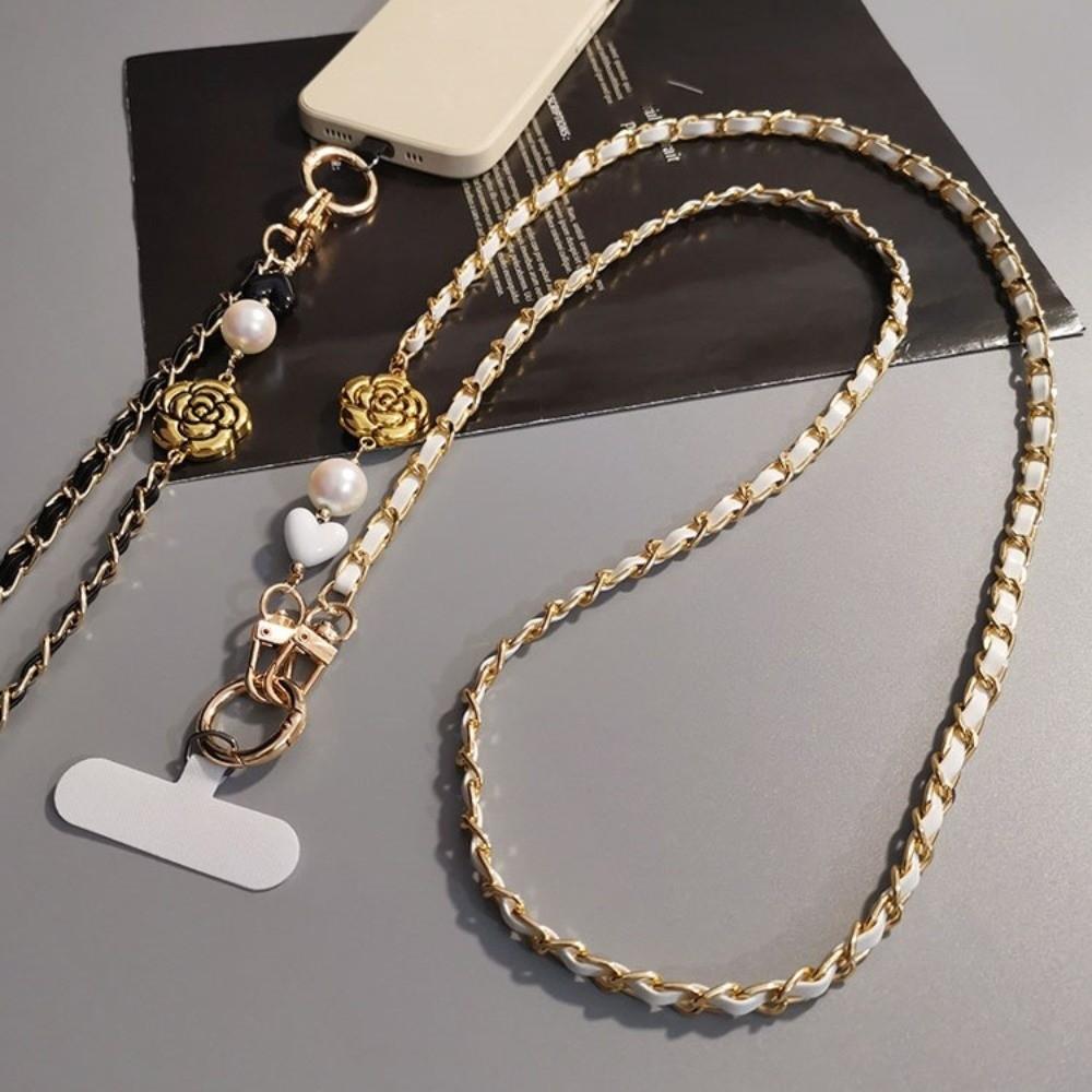 Camellia Crossbody Phone Rope Metal Chain Mobile Phone Strap Hanging Ornaments