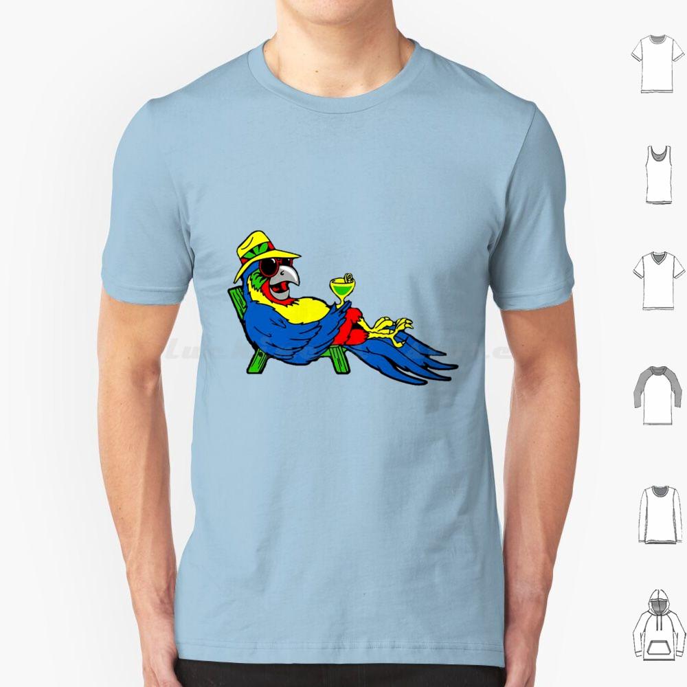T-shirt Parrot Nyelonjor 6xl Coton Cool Jimmy Buffett Plage Parrothead Margaritaville Buffett Perroquet Surf Pirate