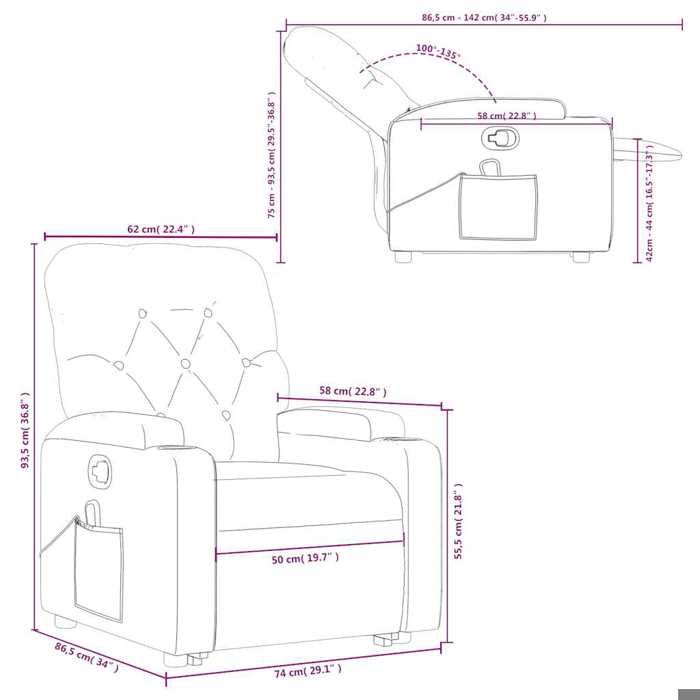 VidaXL Reclining Massage Armchair Cream Faux Leather 3204780