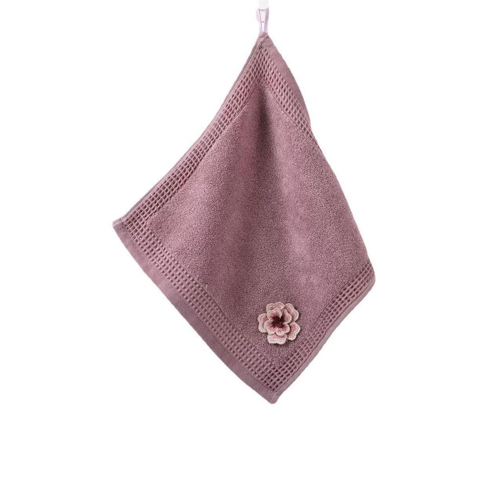 Gold Pure Cotton Cloud Embroidered Soft Waffle Towel with Lanyard - Perfect for Face Wash and Bath
