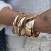 Ingemark 3 Styles Hip Hop Stacked Round Wide Bangles for Women Trend Punk Glossy Metal Chunky Bracelets Grunge Jewelry Steampunk