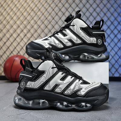 Chaussures de basket pour enfants printemps et automne combat réel coussin d'air bouton chaussures de sport garçons moyens et grands haute élasticité friction son course