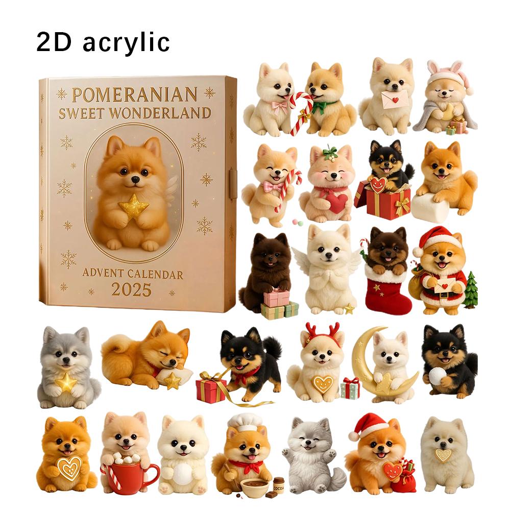 

1pcs Animal Advent Calendar Christmas Tree Acrylic Ornaments Cute Puppy Theme 24 Days Countdown Pet Lover Gift Decoraion One size