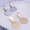Gold Round Piece Dangle Earrings for Women Metal Exaggerated Hiphop Drop Earrings Punk Personality Ear Jewelry