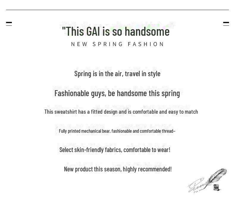 Sweat-shirts tendance pour garçons avec imprimé de lettres coréennes: Manches longues, Coupe ample pour le printemps, l'automne et l'hiver – Nouveaux styles pour les grands enfants.