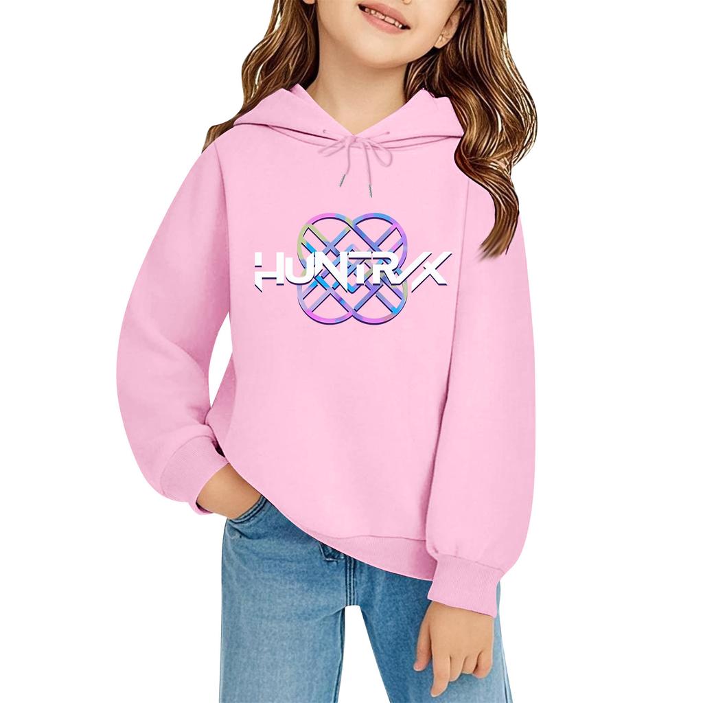 Kids' Long Sleeve Loose Pullover Letter Print Drawstring Hooded Sweatshirt