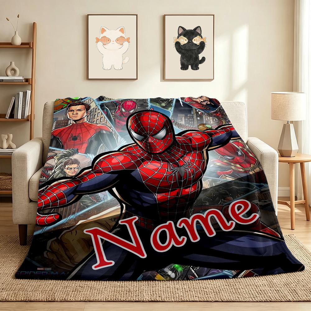 Custom Name Spider-Man Urban Flannel Blanket Throw Blanket Soft Warm Sofa Bed Decor Unique Gift