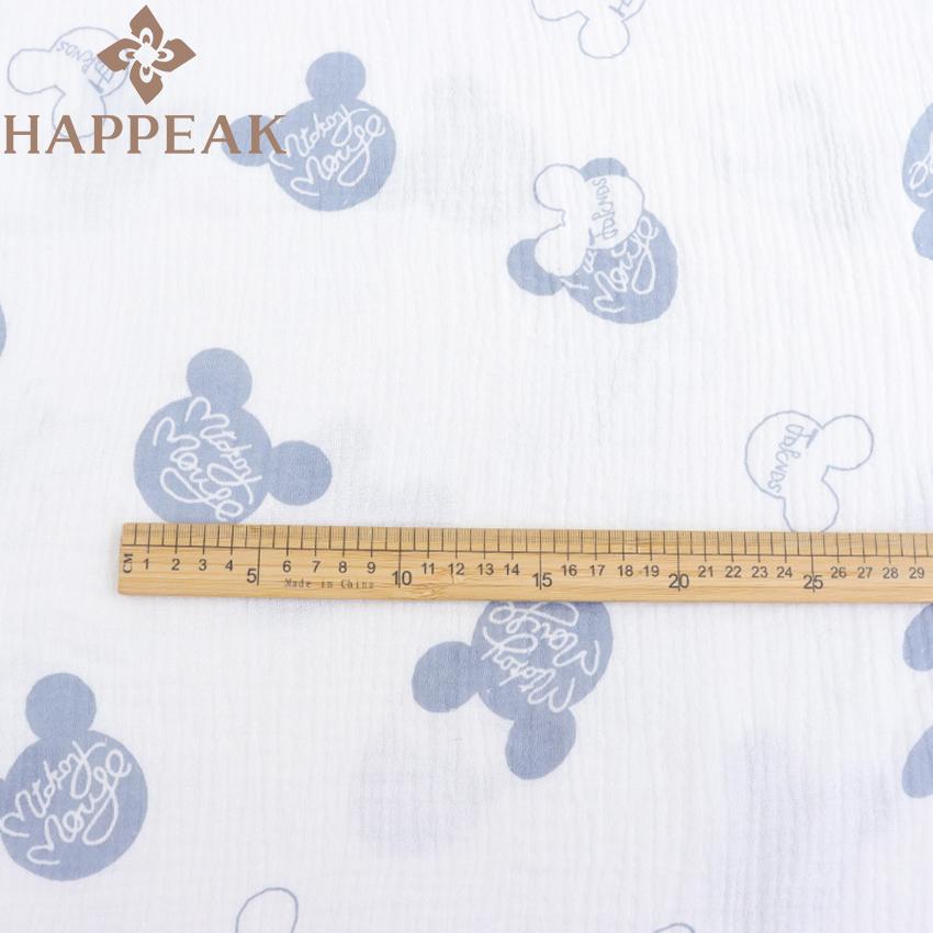 HAPPEAK Gauze Fabric Printed Mickey Muslin Cotton Material for Baby Swaddles