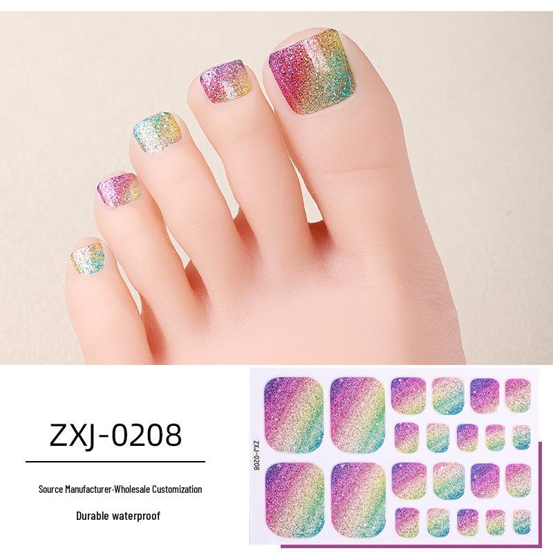 Summer Rainbow Ombre Glitter Waterproof Toenail Stickers