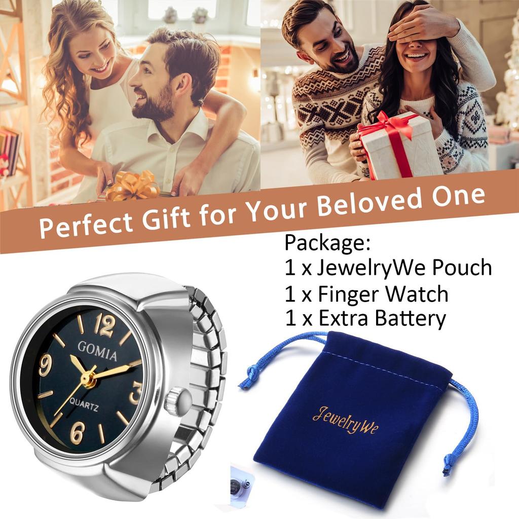 Ring Watch Women Stainless Steel Free Size Ring Watch Color Changing Ring Clock Analog Waterproof Quartz Watch Fashion Accessory - Birthday Christmas