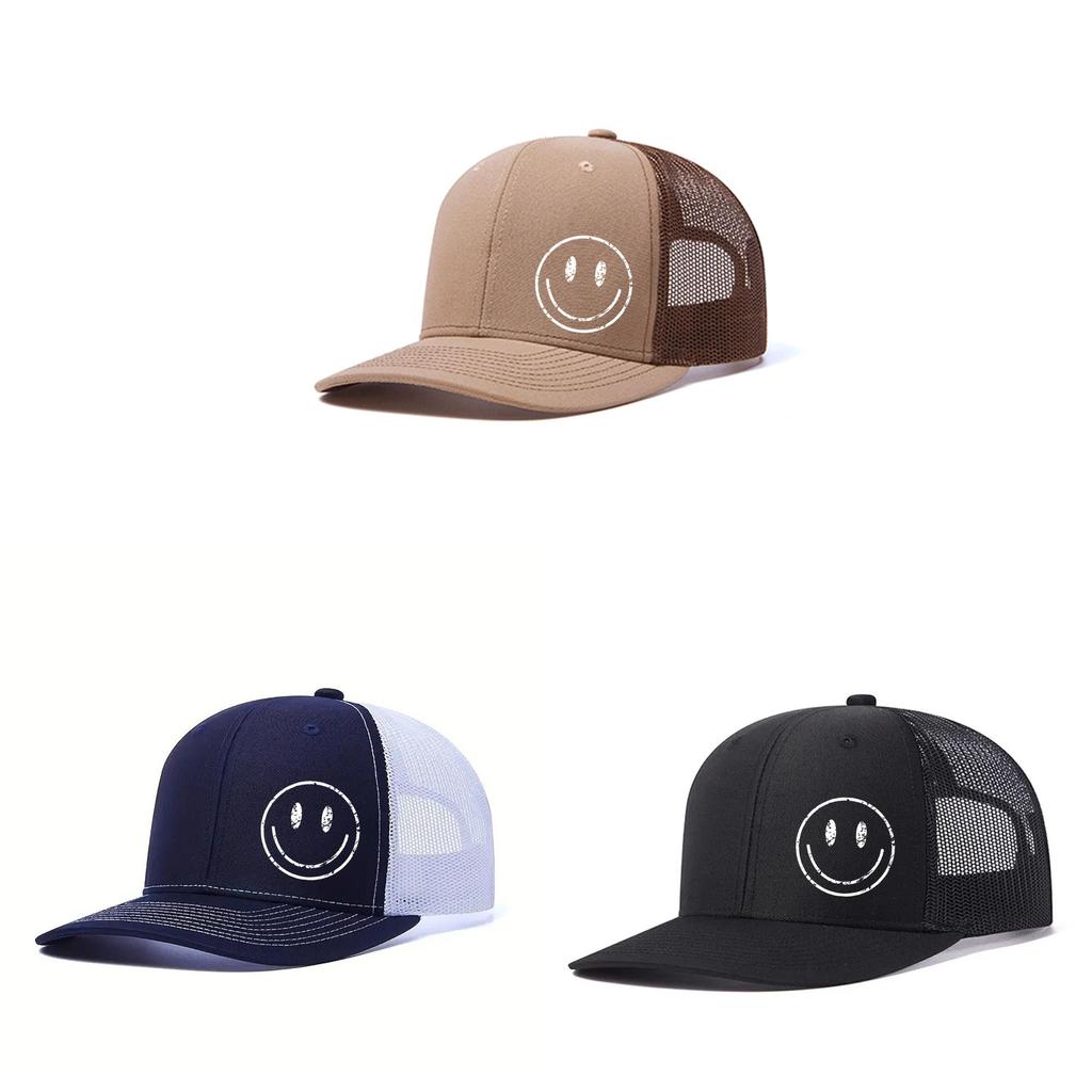 Outdoor Breathable Baseball Cap With Embroidered Smile Face For Casual Summer Wear
