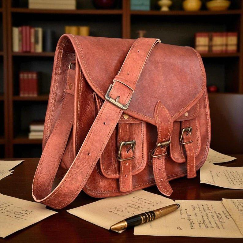 Handmade Vintage Leather Shoulder Bag – Genuine Leather Messenger Satchel for Men & Women | Classic Everyday Crossbody with Adjustable Strap