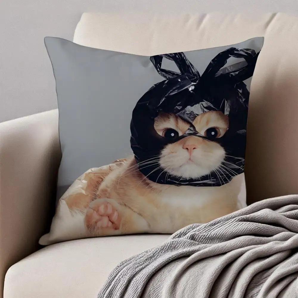 Funny Meme Cat Explosion Pillow Covers 2D Flat Printed Peach Skin Throw Cushion Case For Couch Sofa Living Room Decor 45X45Cm