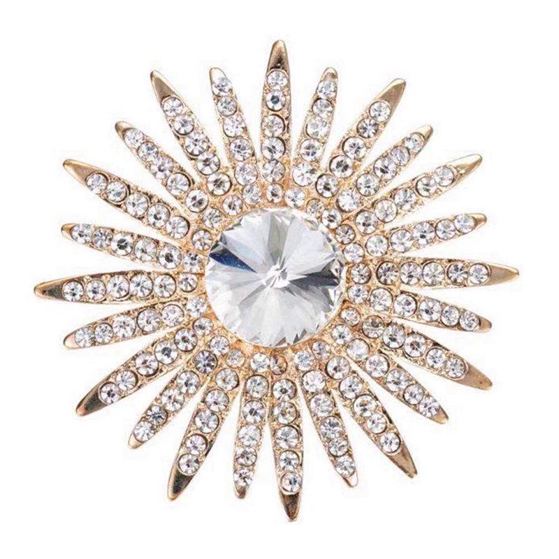 Stylish Rhinestone Sunflower Silk Scarf Buckle Brooch
