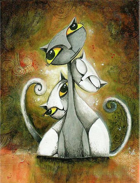 5D DIY Diamond Painting Full Square Cartoon Cat Family Cross Stitch Kits Picture of Rhinestones Decor Embroidery Diamond Mosaic