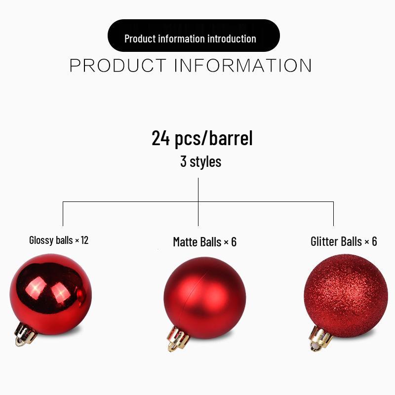 Christmas Ball Set: 24 Colorful Plastic Ornaments (3/4/6/8cm) for Christmas Tree Decorations