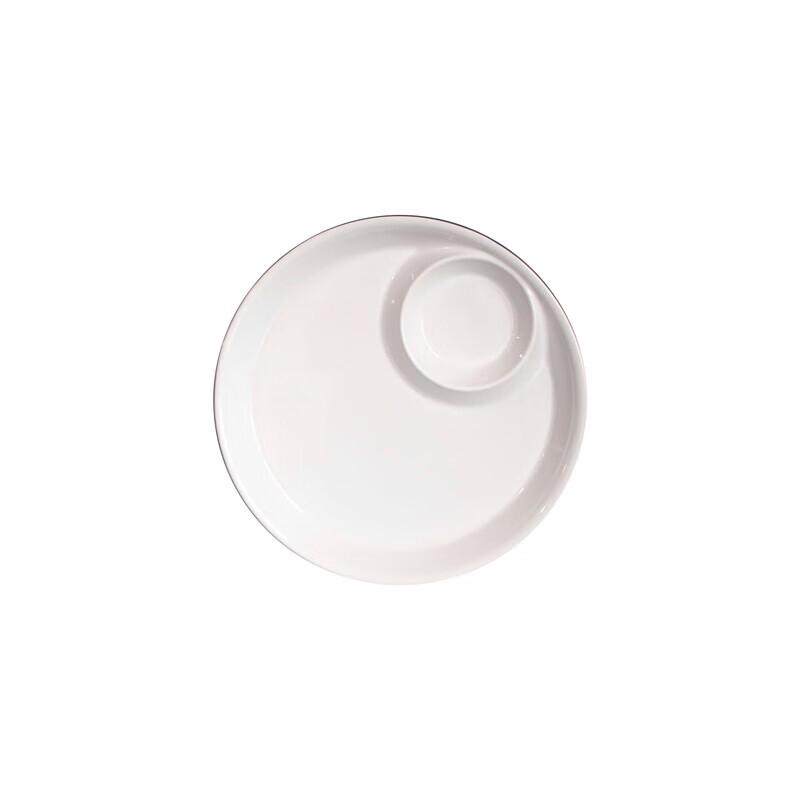 White Melamine Two-Compartment Divided Plate