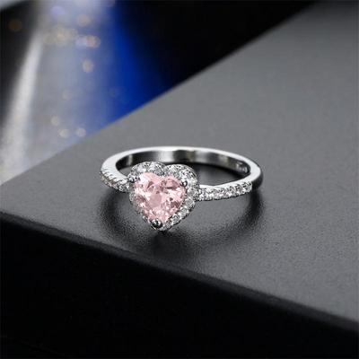 Bague en forme de cœur en platine pour femmes, bague de promesse de mariage, tendance, bijoux de mariée, cadeaux