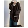 New Korean Fashion Lace Patchwork Pullover Loose Sweater Women Knitted Casual Versatile Tops Autumn and Winter V Neck Long Sleeve Solid Color Clothes