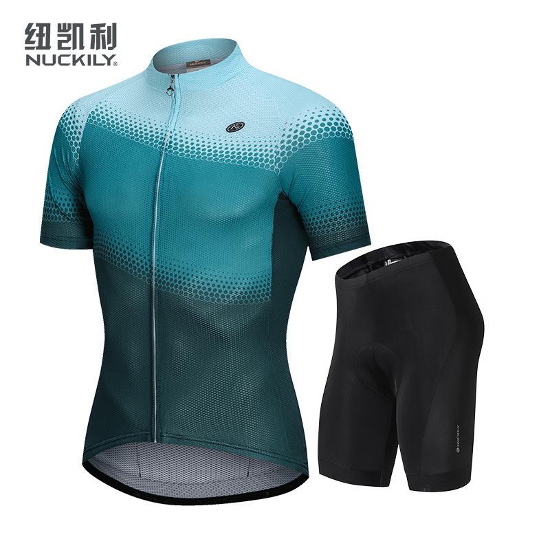 NUCKILY Amazon s new cycling suit short-sleeved suit mountain bike men s cycling top cycling shorts S