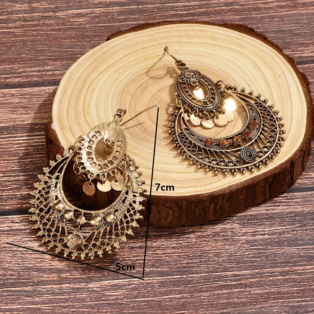 Unique Antique Gold Tassel Earrings for Women, Holiday Party Gift