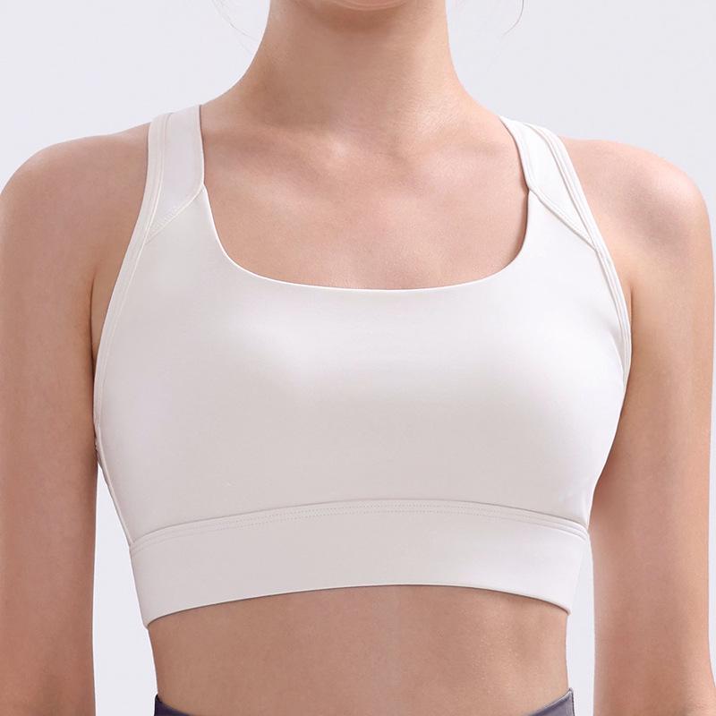 Women's Open-Back Yoga Sports Bra - Shockproof, Cross-Strap Design, Summer Fitness Tank Top