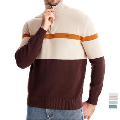 New Autumn and Winter Stand-up Collar Men's Sweater Half-zip Color-blocked Sweater Quality Men's Clothing
