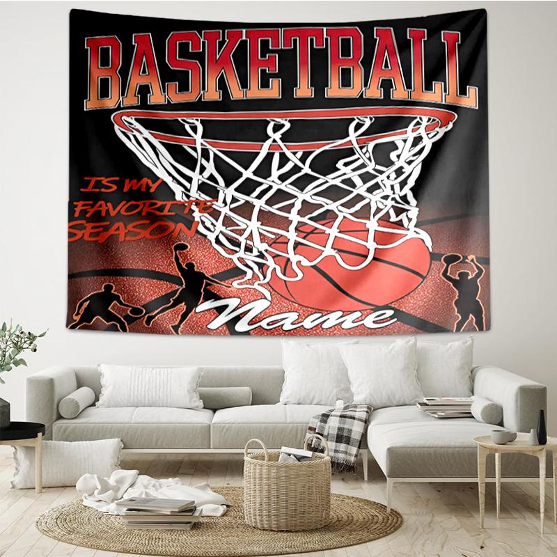 Custom Name basketball Print Tapestry, Backdrop, Easy Setup, Ideal for Bedroom, Office & Living Room, with Aesthetic Wall Hanging Decor.