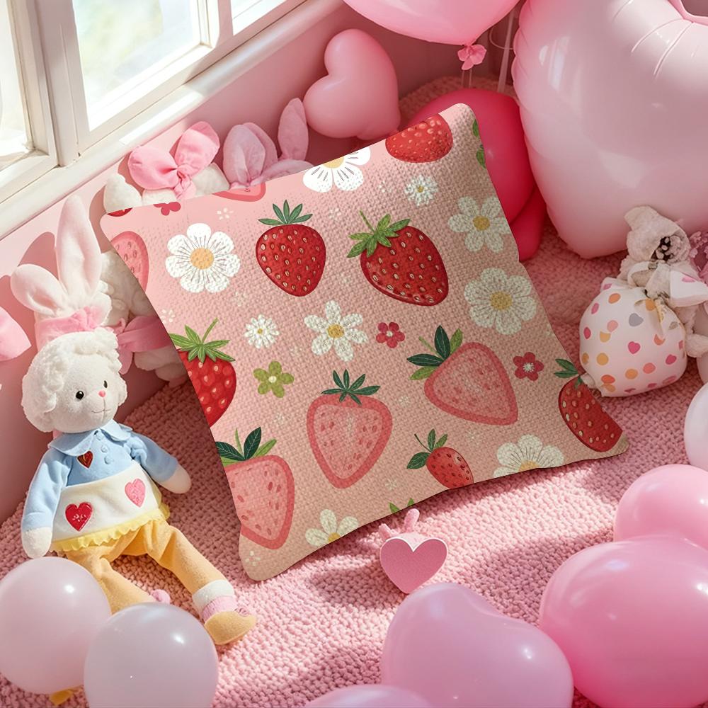 Full Print Pattern Of Fruits Pillow Case Anti-Dustmite Pillowcase Invisible Zipper Silky Short Plush Sofa Cushion Cover