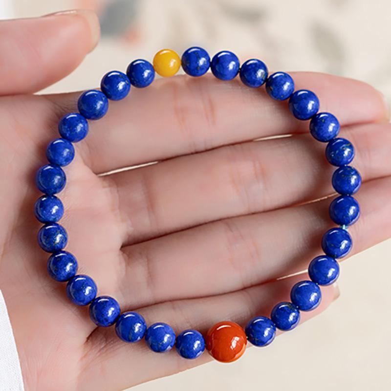 Lapis Lazuli & South Red Agate Blue Crystal Bracelet - Bestseller