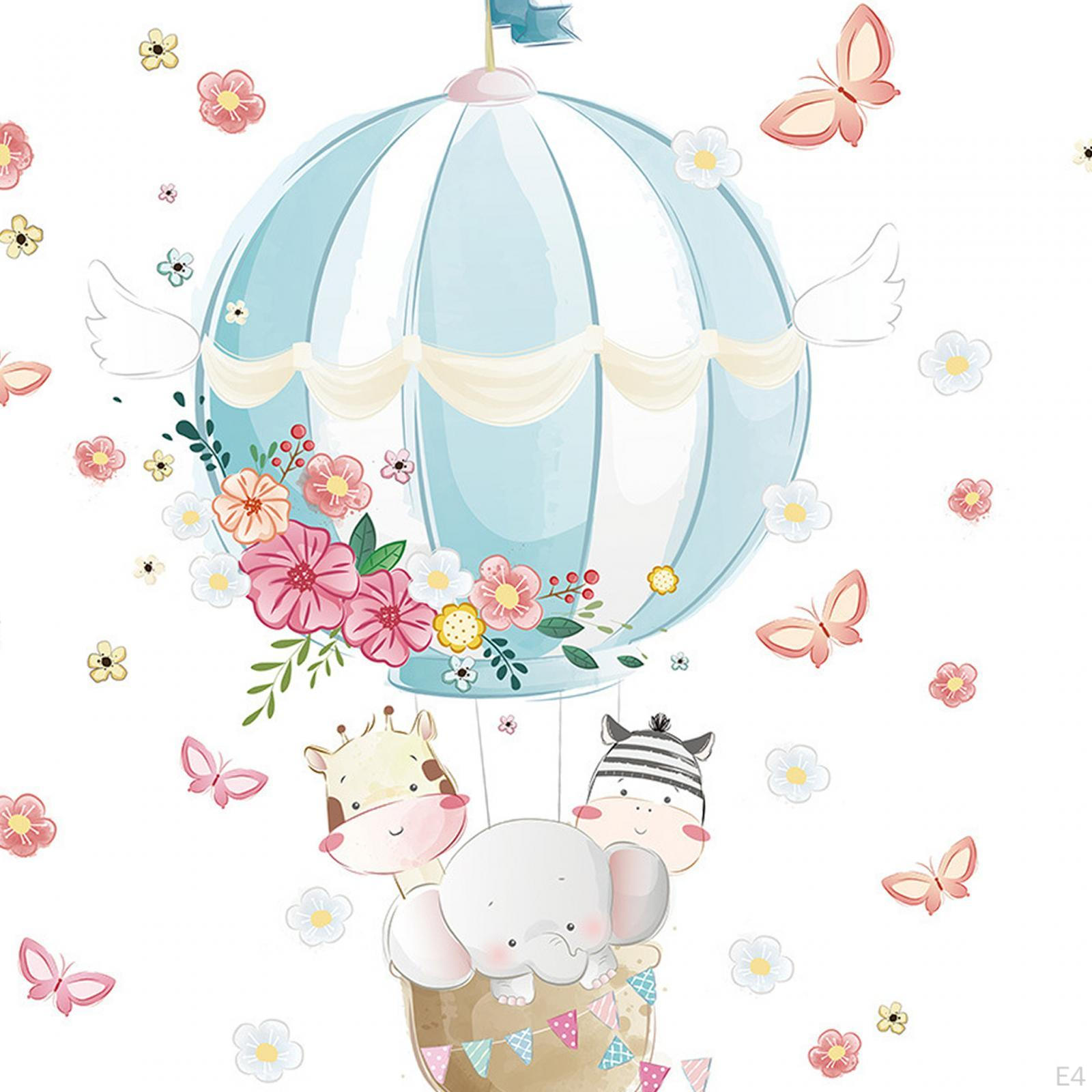 Очаровательные наклейки на стену с изображением животных на воздушном шаре для декора — фото 6