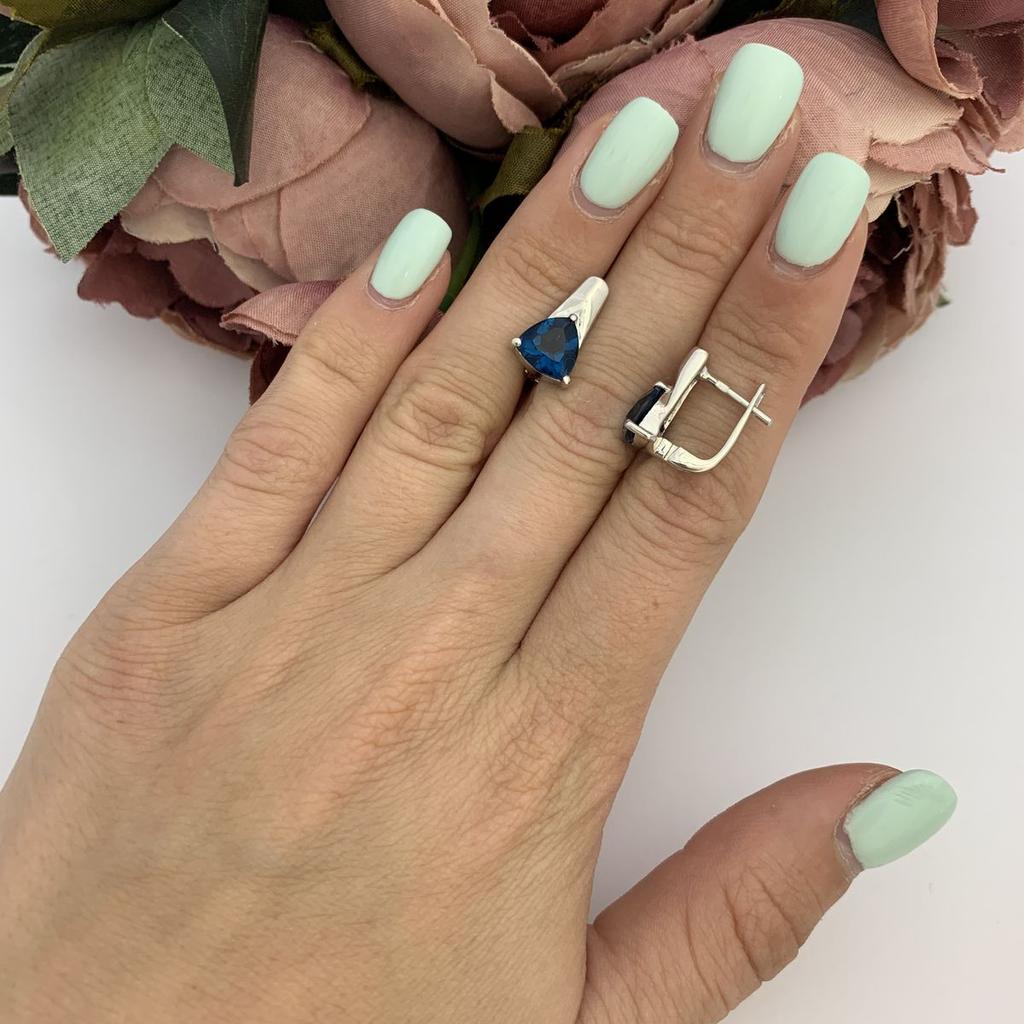 Серебряные серьги с топазом Лондон Блю 2.805ct (2095569)